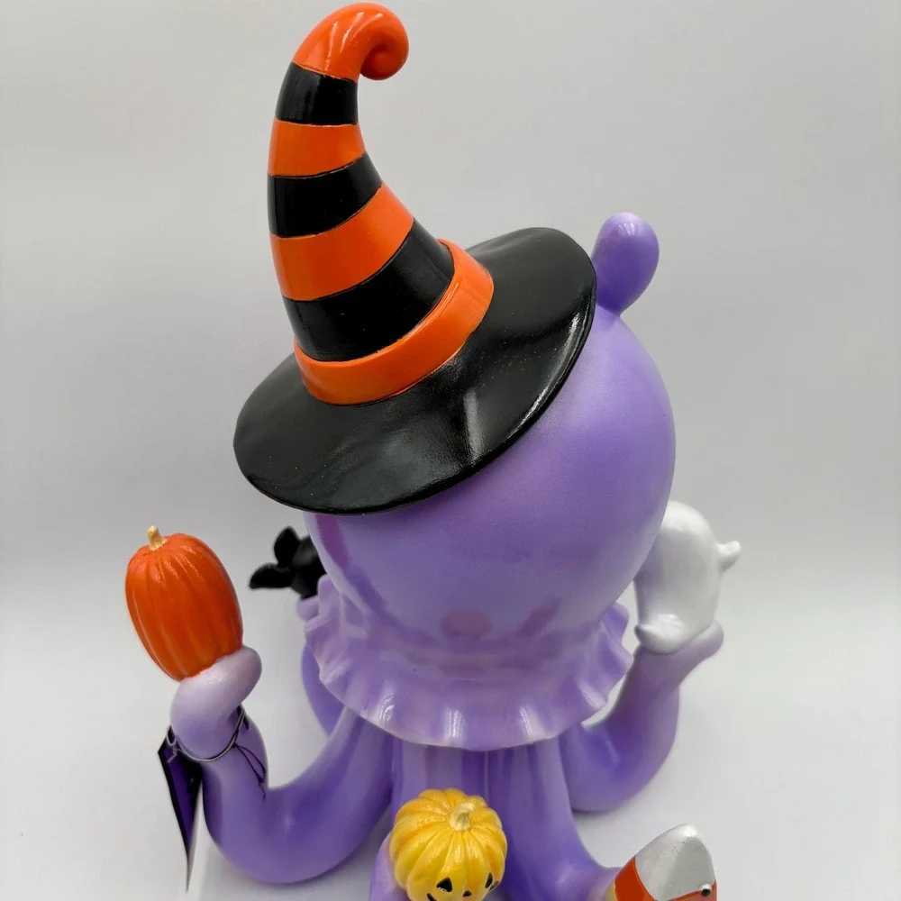 Halloween Decor Purple Octopus Witch Hat Candy Corn Pumpkin Ghost Bat